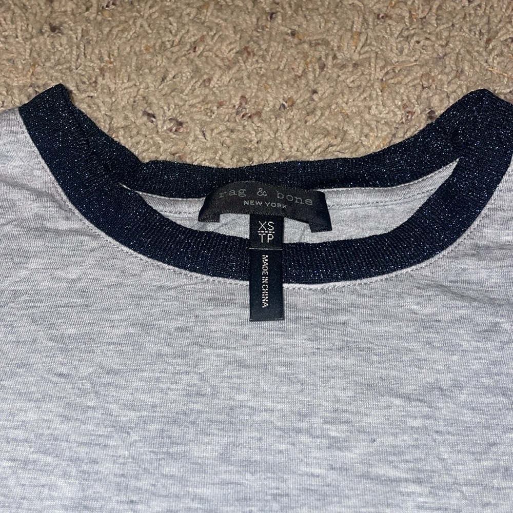 Rag And Bone Grey Sparkle Cuff Crew Tee - image 2